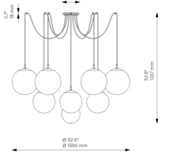 Suspension, Spider, Laiton laqué bruni, marbre, Ø159cm, H133,7cm - Schwung