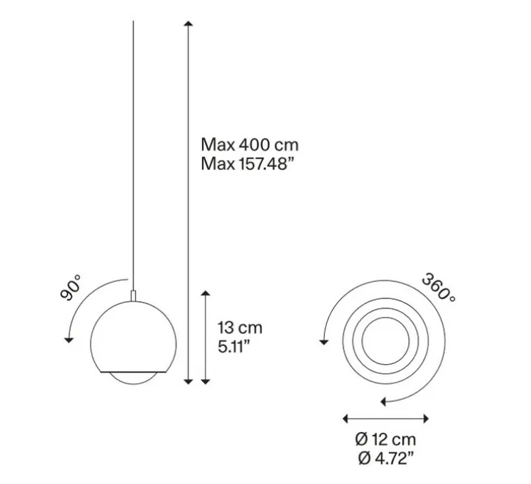 Suspension, Spider sans rosace, noir mat, LED, 2700K, 1280 lm, Ø12cm, H13cm - Lodes