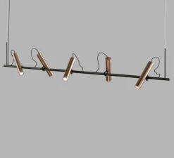 Suspension, Spirit S2000, noir, rose doré, LED, 2700K, 2750lm, L200cm, H100cm - Light Point