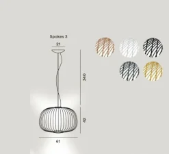 Suspension, Spokes 3, blanc, LED, 2700K, 4080lm, Ø62cm, H42cm - Foscarini