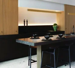 Suspension, Square, chêne, LED, DALI, microprisme, dim, 2700K, 1660 lm, L144cm, H6cm - Tunto