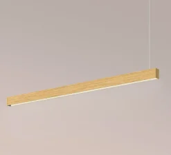 Suspension, Square, chêne, LED, DALI, microprisme, dim, 2700K, 1300 lm, L116cm, H6cm - Tunto