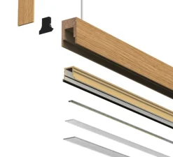 Suspension, Square, chêne, LED, DALI, microprisme, dim, 2700K, 1300 lm, L116cm, H6cm - Tunto