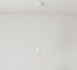 Suspension, série porcelaine, blanc, câble textile blanc optique brillant, Ø4,5cm, H6cm - Creative Cables