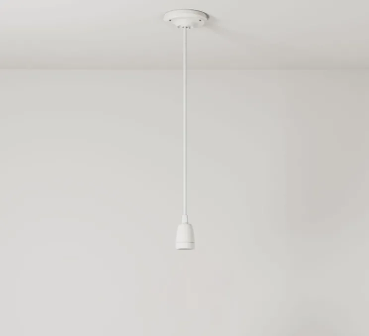 Suspension, série porcelaine, blanc, câble textile blanc optique brillant, Ø4,5cm, H6cm - Creative Cables