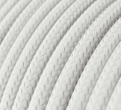 Suspension, série porcelaine, blanc, câble textile blanc optique brillant, Ø4,5cm, H6cm - Creative Cables