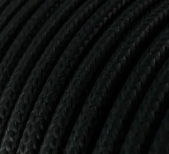 Suspension, série porcelaine, noir, câble textile noir charbon brillant, Ø4,5cm, H6cm - Creative Cables