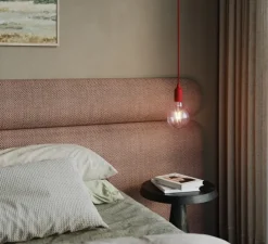 Suspension, série silicone, rouge, câble coton rouge feu, Ø4,3cm, H9,2cm - Creative Cables