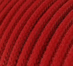 Suspension, série silicone, rouge, câble coton rouge feu, Ø4,3cm, H9,2cm - Creative Cables