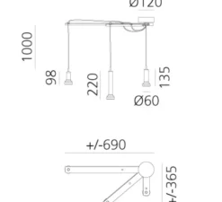 Suspension, Stablight, 3 colors, Marron, ambre vert, bleu , L69cm, H122cm - Artemide