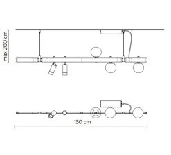 Suspension, Stant, noir, LED, dim, 3000K, 2726lm, L150cm - Karman