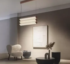 Suspension, Stick Trio, cuivre satiné, LED, dim, DALI, 2700K, 10000 lm, L90cm, H36cm - Contardi