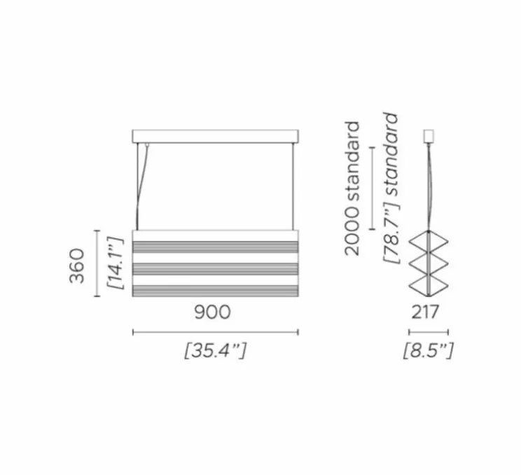 Suspension, Stick Trio, cuivre satiné, LED, dim, DALI, 2700K, 10000 lm, L90cm, H36cm - Contardi