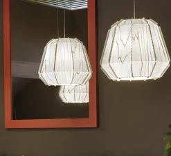 Suspension, Stitches Bamako, blanc, Ø50cm, H44cm - Lzf