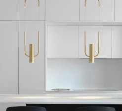 Suspension, Storm, Laiton satiné, LED, 2700K, 600lm, Ø15,6cm, H48 à 248cm - CVL