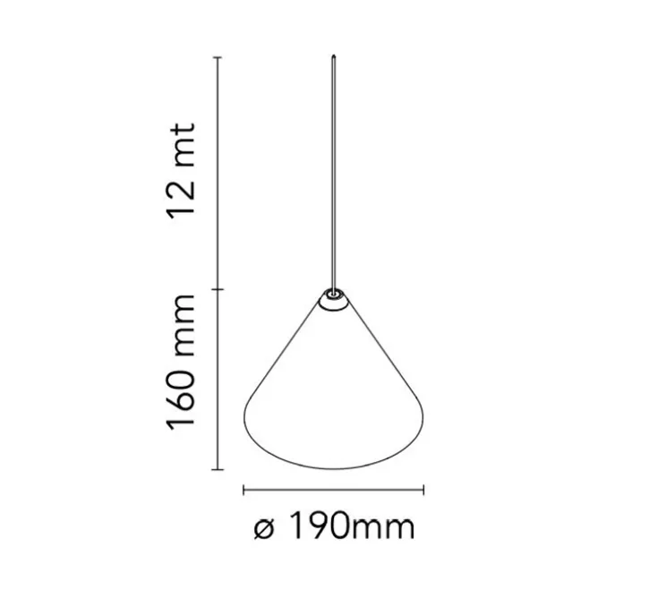 Suspension, String Light, (cone, 12m, rosace), blanc, LED, dim, 2700K, 1033 lm, Ø19cm, H16cm - Flos