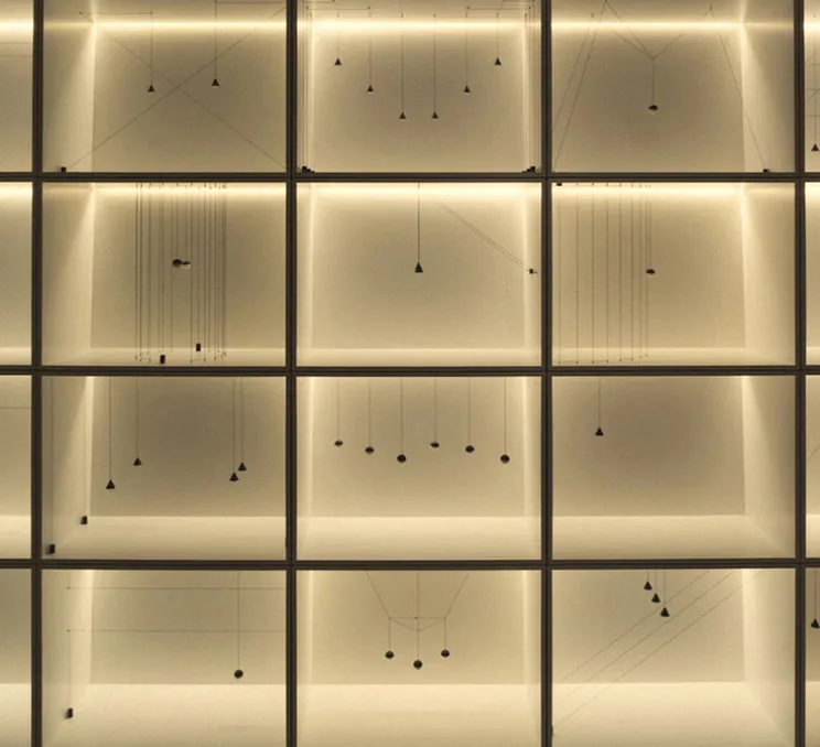 Suspension, String Light (cone, 12m, rosace), noir, LED, 2700K, 1033lm, Ø19cm, H16cm - Flos