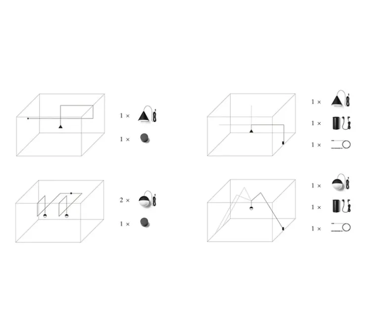 Suspension, String Light (cone, 12m, rosace), noir, LED, 2700K, 1033lm, Ø19cm, H16cm - Flos
