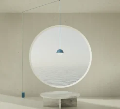 Suspension, String Light, (sphère, 12m, alimentation sol), bleu, LED, dim, 2700K, 1033 lm, Ø19cm, H19cm - Flos