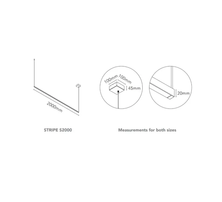 Suspension, Stripe S2000, blanc, LED, dim, 2700K, 2970 lm, L200cm, H20cm - Light Point