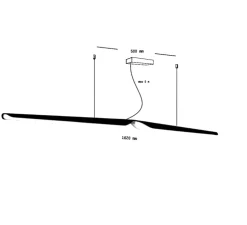 Suspension, Swan, chêne, noir, L162cm, LED, 3000k, 2814lm - TUNTO