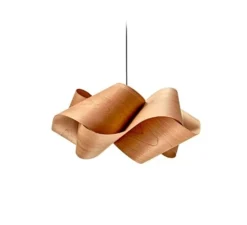 Suspension, Swirl Large, cerisier naturel, câble noir, Ø75cm, H35cm - LZF