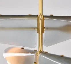 Suspension, Sycamore 5, Laiton, verre gris, Ø140cm, H186cm - Tala