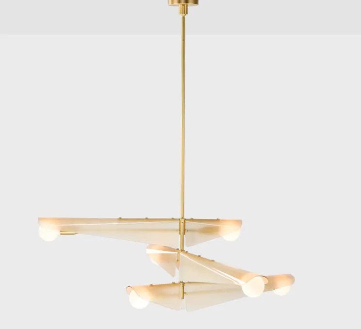 Suspension, Sycamore 3, Laiton, verre rose fumé, Ø140cm, H154cm - Tala