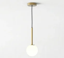 Suspension, Tacoma, laiton antique, abat-jour Tacoma Glass opalin, IP44, Ø13,5cm, H185cm - Astro