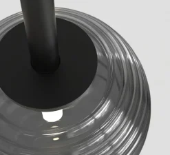 Suspension, Tacoma, noir mat, abat-jour Tacoma Ribbed Glass fumé, IP44, Ø13,5cm, H185cm - Astro