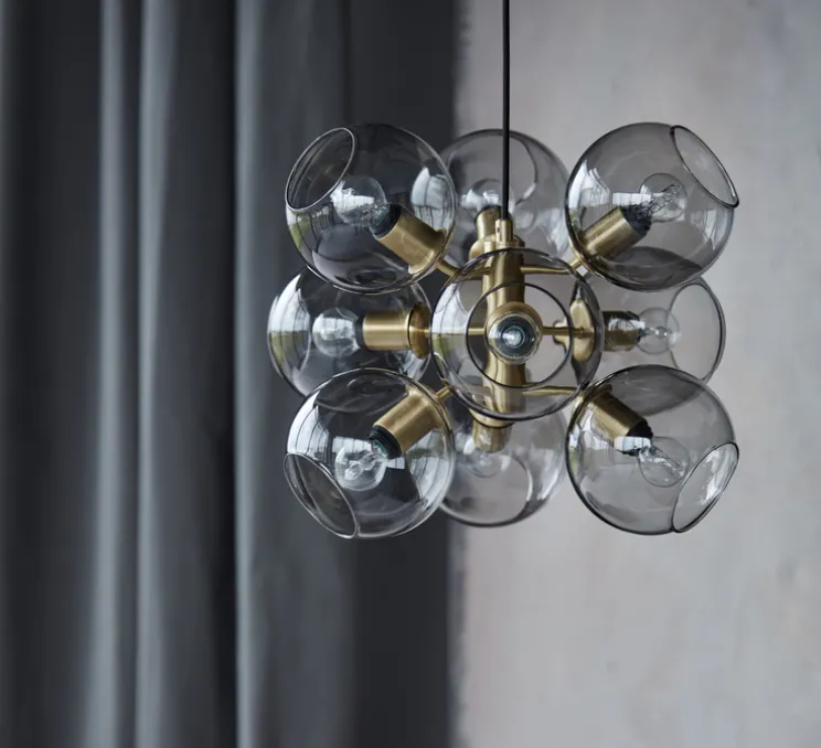 Suspension, TAGE 50, laiton, gris fumé, Ø45cm, H37cm - Cobankeryd