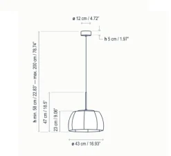 Suspension, Tanit S/43, beige, LED, 2700K, 1400lm, Ø43cm, H58cm - Bover
