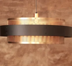 Suspension, Tarya Ronde, Large, noir et laiton, Ø90cm, H27,5cm - Gong