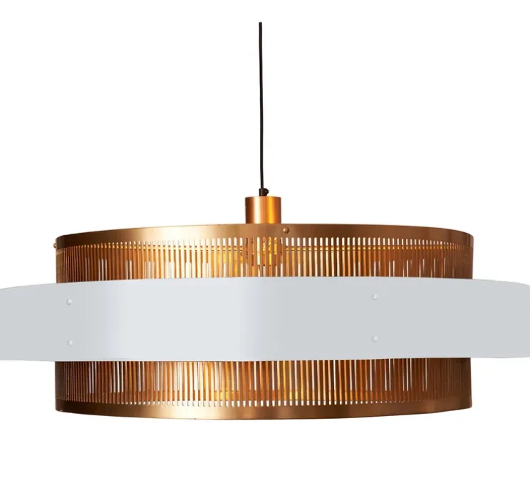 Suspension, Tarya Ronde, Large, blanc et laiton, Ø90cm, H27,5cm - Gong