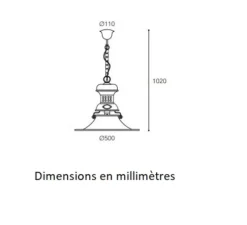 Suspension, Taverna 1007, Cuivre laiton vieilli, Ø50cm, H102cm - Moretti Luce