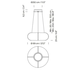Suspension, Tekio Circular P4, papier Washi, LED, dim, 2200-2700K, 3050 lm, Ø69cm, H25cm - Santa & Cole