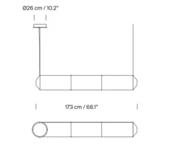 Suspension, Tekio Horizontal P3, circular canopy, papier Washi, LED, dim, 2200-2700K, 3128 lm, L173cm, H25cm - Santa & Cole