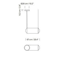Suspension, Tekio Horizontal P1, circular canopy, papier Washi, LED, dim, 2200-2700K, 1251 lm, L67cm, H25cm - Santa & Cole