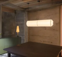 Suspension, Tekio Horizontal P2, circular canopy, papier Washi, LED, dim, 2200-2700K, 2190 lm, L120cm, H25cm - Santa & Cole