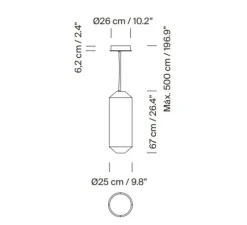Suspension, Tekio Vertical P1, papier Washi, LED, dim, 2700K, 1251 lm, Ø25cm, H67cm - Santa & Cole