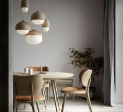 Suspension, Terho M, bois, tilleul, opalin, Ø24cm, H21,5cm - Mater