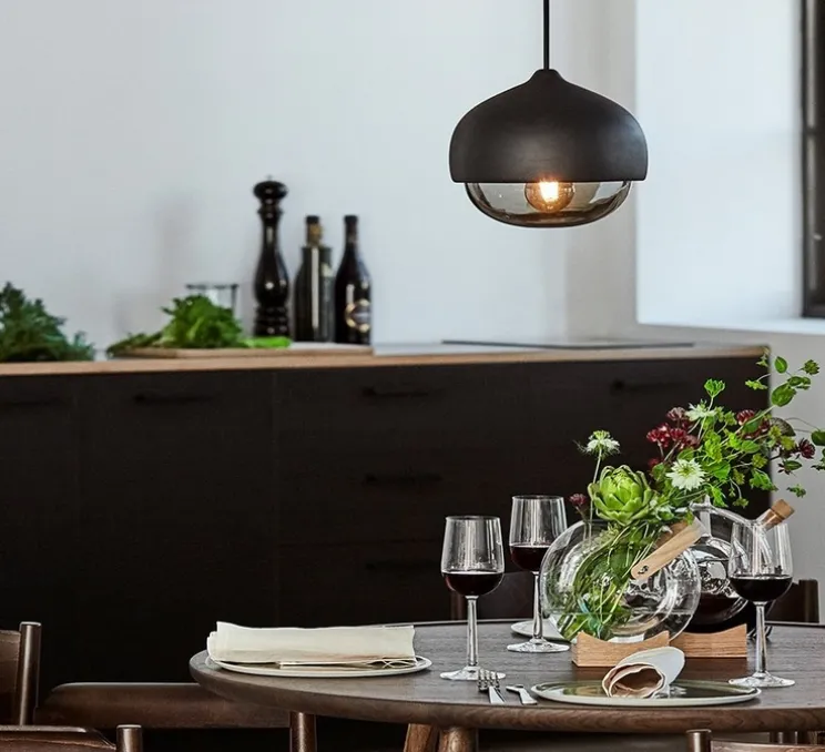 Suspension, Terho M, bois, tilleul, fumé, noir, Ø24cm, H21,5cm - Mater