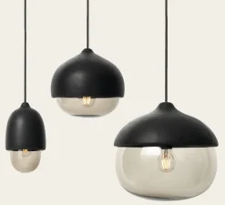 Suspension, Terho S, bois, tilleul, fumé, noir, Ø13,5cm, H21,5cm - Mater