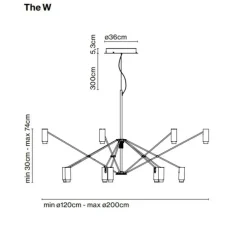 Suspension, The W, noir et ivoire, LED, dim, 2700K, 9660 lm, Ø200cm, H74cm - Marset