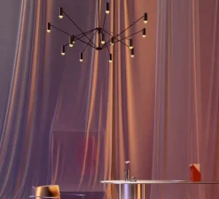 Suspension, The W, noir et or, LED, dim, 2700K, 9660 lm, Ø200cm, H74cm - Marset