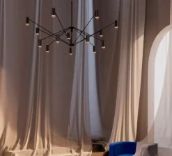 Suspension, The W, noir et terre cuite, LED, dim, 2700K, 9660 lm, Ø200cm, H74cm - Marset