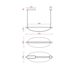 Suspension, Thula 562.21, corps noir, détail nickel, abat-jour cuir beige, IP40, LED, 2700K, 1500lm, L67cm, H11cm - Tooy