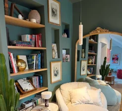 Suspension, Tibur 30, travertin, LED, 2700K, 400lm, Ø6cm, H30cm - Nedgis