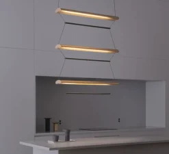 Suspension, Tier 150, vertical, or anodisé, vert émeraude, LED, dim, 2700K, L150cm, H120cm - A-N-D