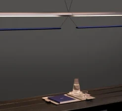 Suspension, Tier Grid 150, argent anodisé, bleu saphir, LED, dim, 2700K, L300cm, H70cm - A-N-D